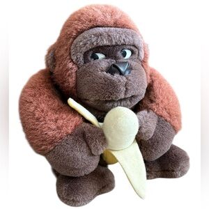Vintage Platinum Embrace Gorilla Ape Toy With Banana Preowned